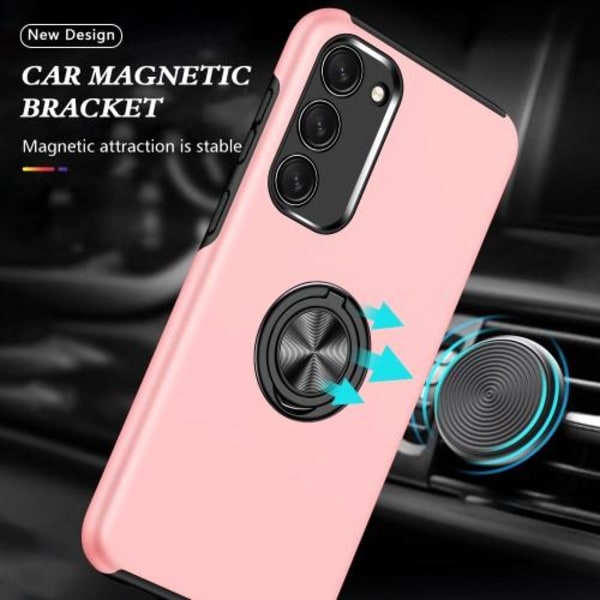 Samsung Galaxy S23+ Hybrid skal med Finger Ring - Rosa Rosa