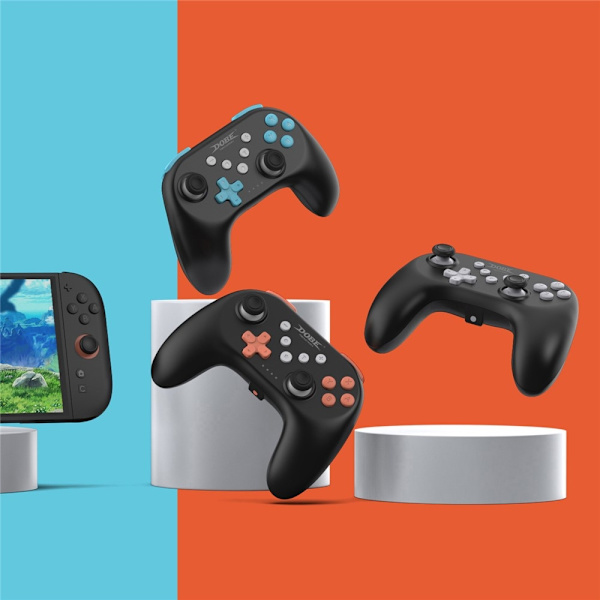 Trådlös Bluetooth Handkontroll för Nintendo Switch 1+2+OLED Vibration Svart/Vit Vit