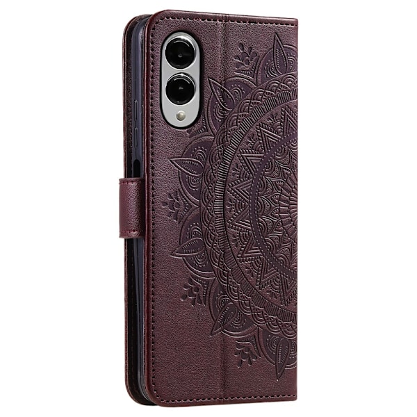 Til Samsung Galaxy S25 Edge tegnebogscover Cover Shell Mandala Blomstermønster Brown