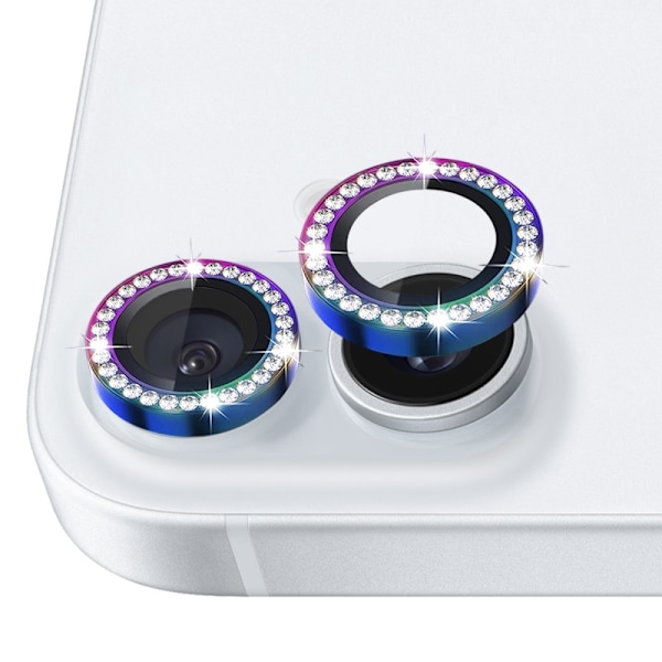 NORTHJO Kameran Linssinsuoja Strassilla iPhone 16 / 16 Plus, Karkaistu Lasi Multicolor