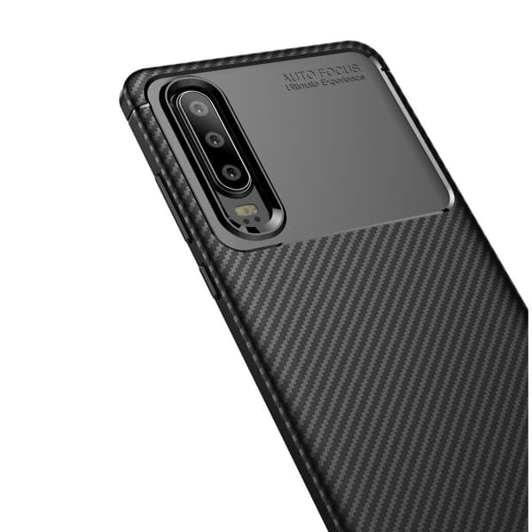 Huawei P30 Karbonfiber Teksturcover - Sort Black