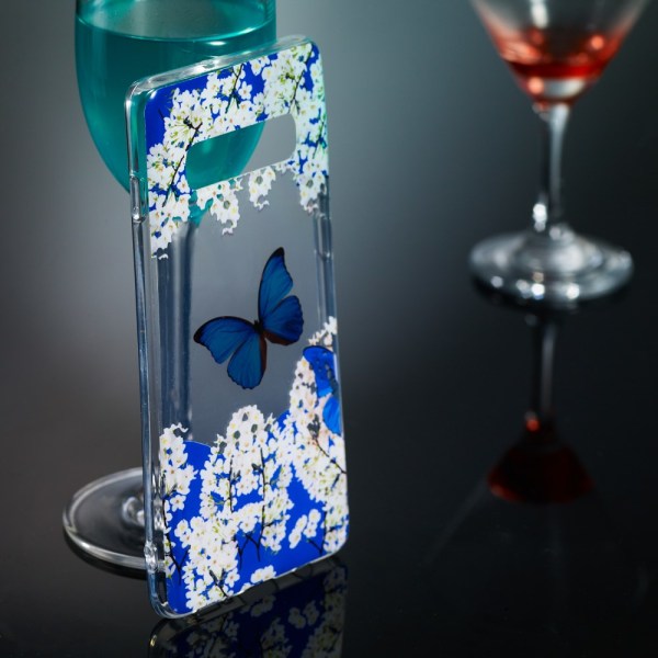Pattern Printing IMD TPU Case for Samsung Galaxy S10 Plus Butterfly and Flower Black