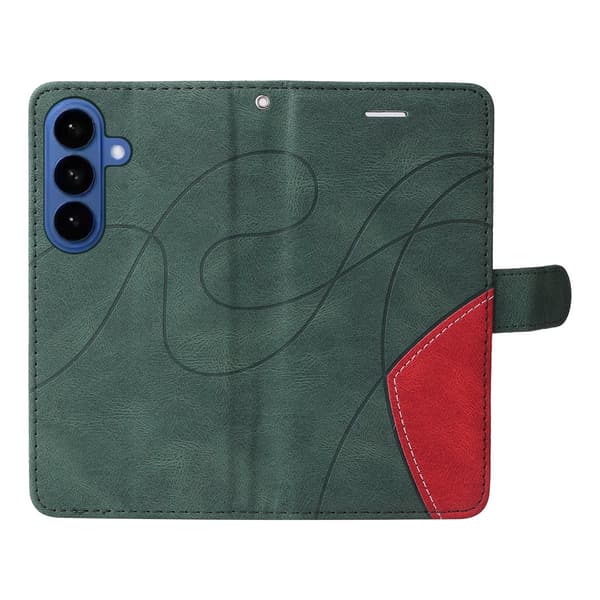Til Samsung Galaxy S26 Lommebokdeksel med Stativ Tofarget Design - Grønn Red