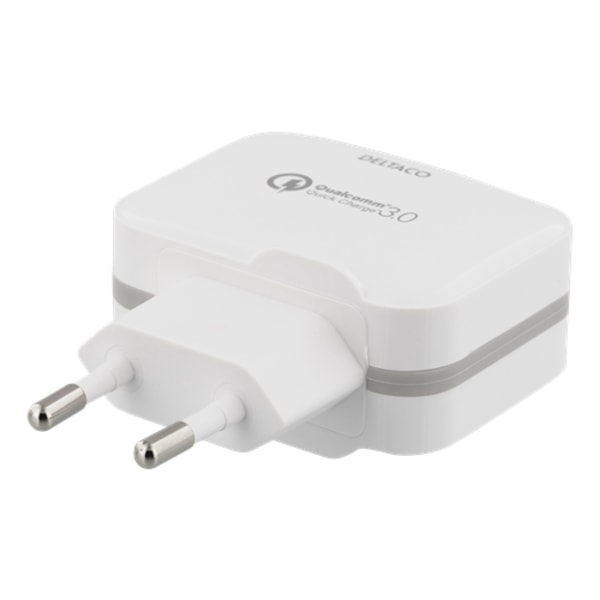 DELTACO vægoplader USB, Qualcomm Quick Charge 3.0, 19.5W,