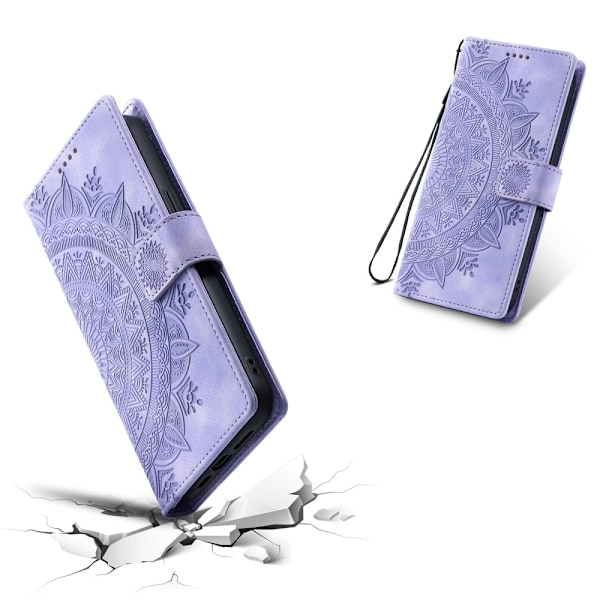 Til Samsung Galaxy S25 Ultra tegnebogscover Cover Shell Mandala Blomstermønster Purple