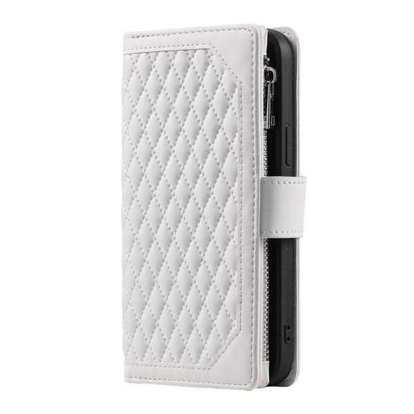 Rhombus-etui med syningslinjer til Samsung Galaxy A37 5G hvid