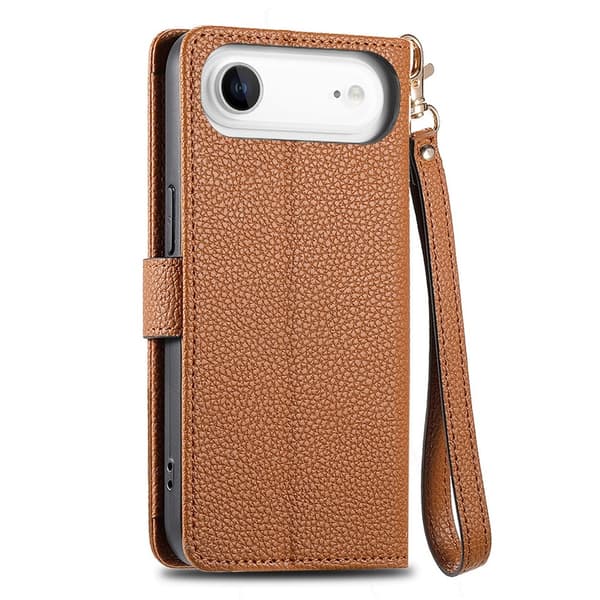 For iPhone Air Skal RFID-blockering Dragkedjeficka Plånboksfodral med Rem - Brun Brun