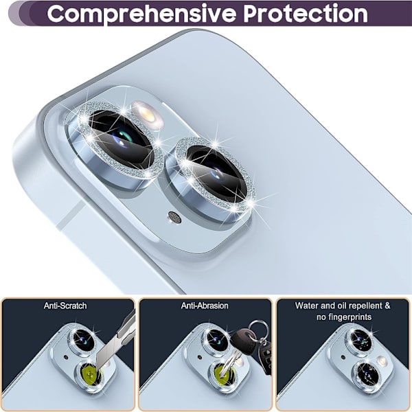 iPhone 15 / 15 Plus Ring Circle Lens - elokuvasetti Glitter Blue