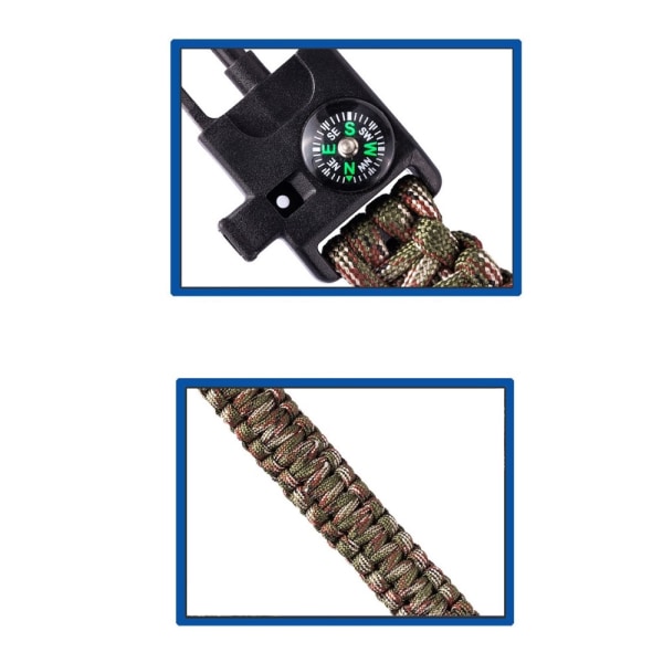 Survival Armbånd Survival Emergency Armbånd - Grøn Camouflage Green one size