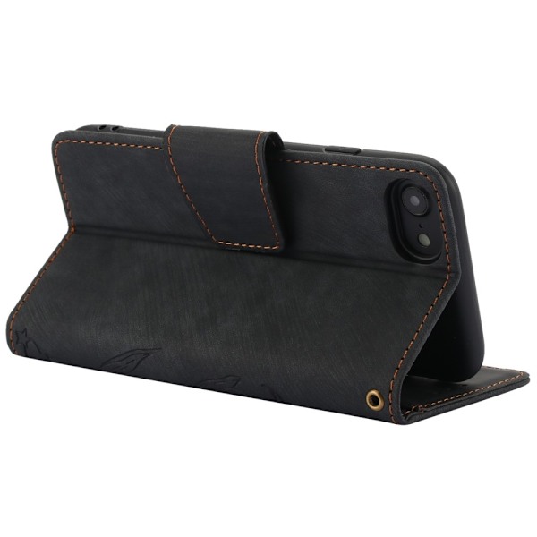 Til iPhone 16e Etui Sommerfugl Blomst Ridsefast Telefoncover Black