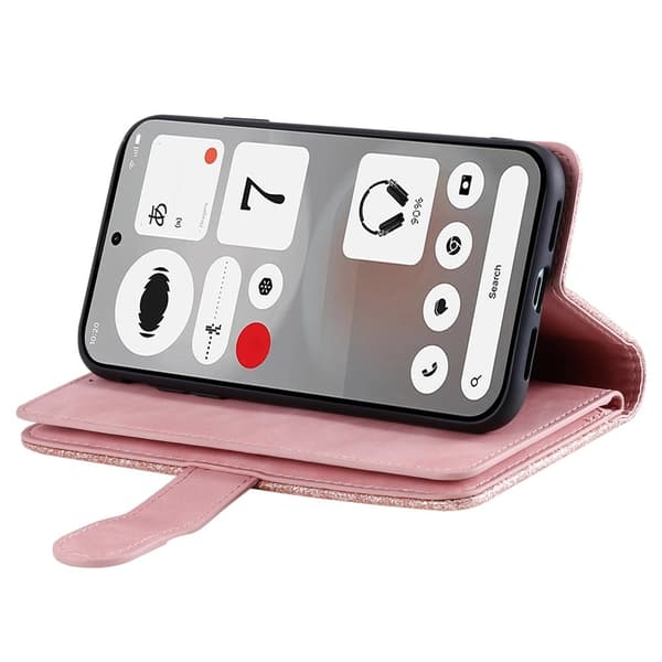 Mobilcover med kortlommer og håndledsrem til Nothing Phone (4b) Pink