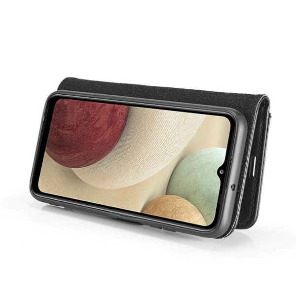 DG.MING Samsung Galaxy A12 Split Läder Plånboksfodral Svart