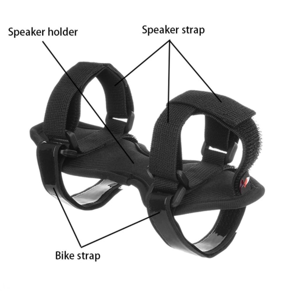 Cykelhøjttalermontering Justerbar rem Universal cykelstyr Sound Black
