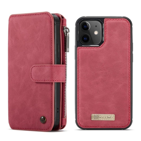 CASEME iPhone 12 Mini Retro läder plånboksfodral - Röd Röd