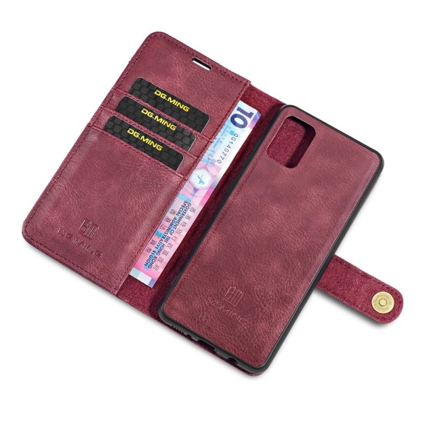 DG.MING Nahkainen lompakkokotelo Samsung Galaxy A51: lle - punainen Red