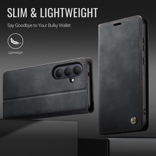 Til Samsung Galaxy S26 CASEME pungcover med stativ og kalvetekstur - Sort sort