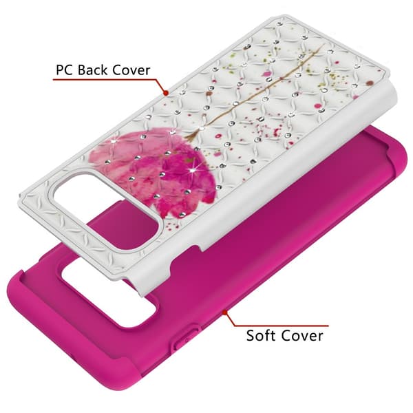 Samsung Galaxy S10 Pattern PC TPU Phone Shell - Vaaleanpunainen Flower Black