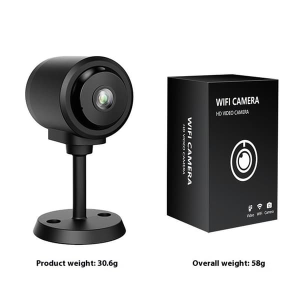 WiFi-sikkerhetskamera Night Vision Motion Detection 130 graders vidvinkel overvåking Black