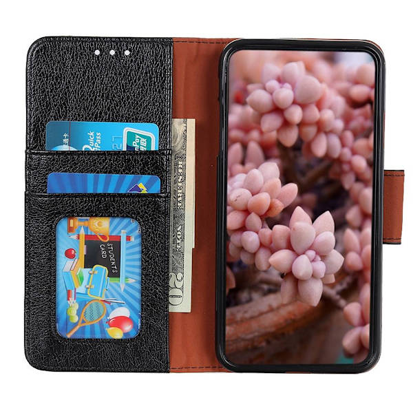 Nappa Texture Split Wallet Stand Cover for Google Pixel 5 Black