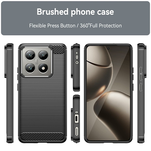 Til Xiaomi 14T / 14T Pro Carbon fiber tekstur Cover Back - Sort Black