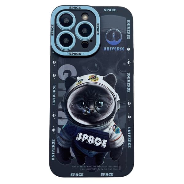 TPU telefon cover Cover til iPhone 15 Pro Cover Cat - Sort Black
