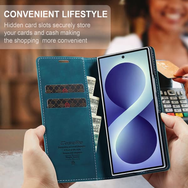 CASEME Telefonplånboksfodral med stöd till Samsung Galaxy Z Fold8 Ultra Blå