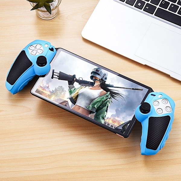Playstation 5 / PS5 Silikon Skin Skal Fodral Anti-Slip Skydd + Joystick Caps - Blå Blå