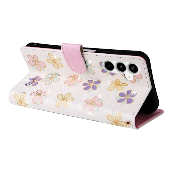 Samsung Galaxy A35 5G -nahkakotelo RFID-esto korttipaikoilla Puhelimen suojus - Colorful Flower Multicolor