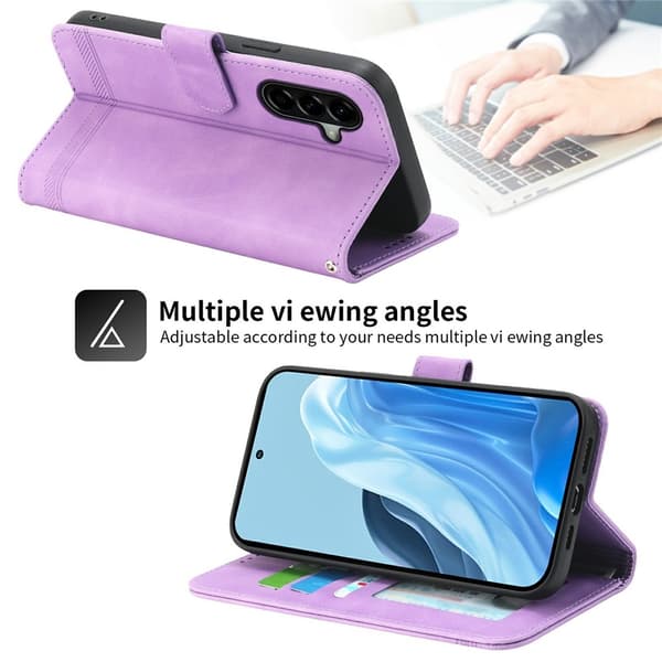 DIERFENG Til Samsung Galaxy A37 5G Pungcover med Stander og Håndledsrem Purple