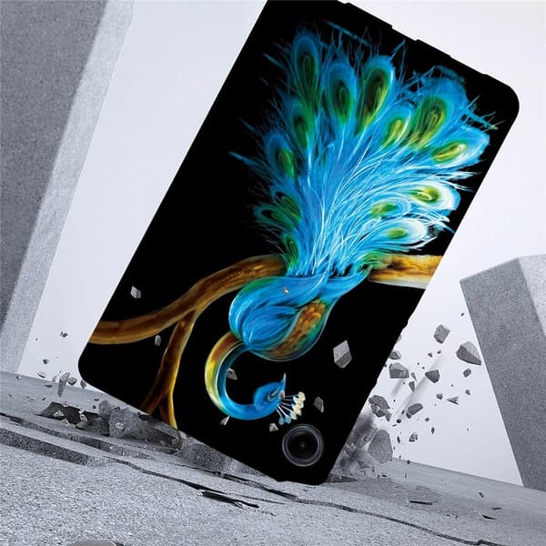 Til Samsung Galaxy Tab A11 / A9 Etui Mønstertryk Slankt TPU Beskyttende Tablet Etui Peacock Multicolor