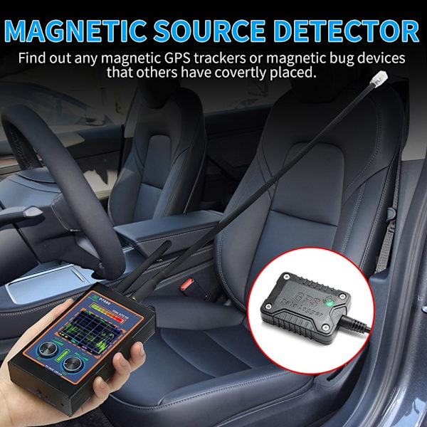 højfølsom trådløst RF-signal skjult kameradetektor Scan magnetisk GPS-locator Black