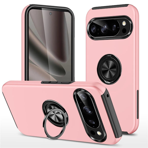 Til Pixel 10 Pro / Pixel 10 Deksel Hybriddeksel med Finger Ring - Rosa Pink