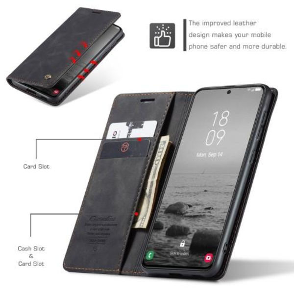 CASEME Retro Lompakkokotelo Samsung Galaxy S23+ - Musta Black