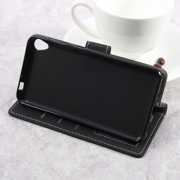 Cross Texture Lompakkokotelo - Asus Zenfone Live ZB501KL Black