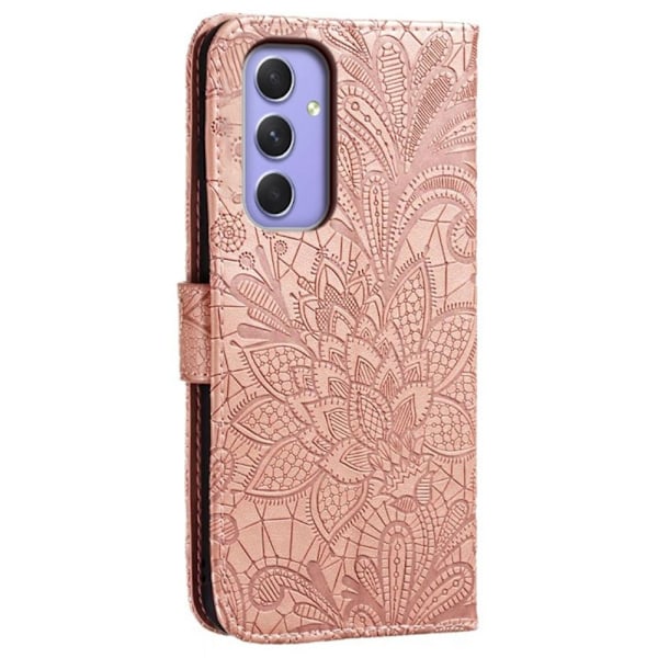 Till Samsung Galaxy A16 5G / A16 4G fodral i PU-läder med Blommönster - Roséguld Guld