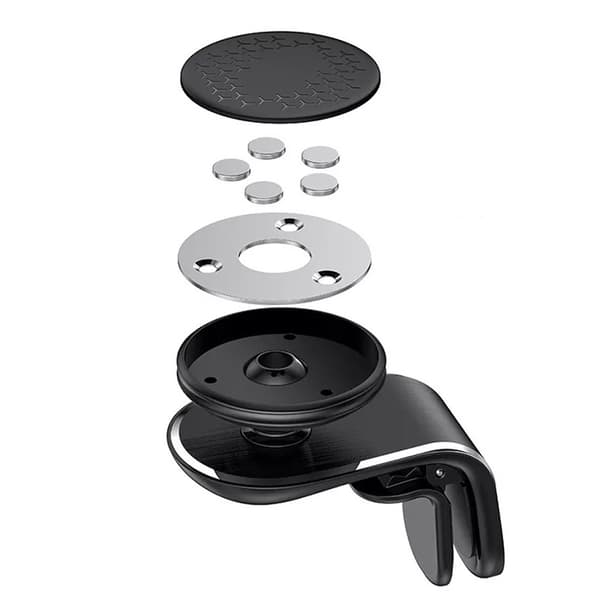 Bilholder til mobiltelefon Mobiltelefonholder Magnetisk L-formet luftventil Black