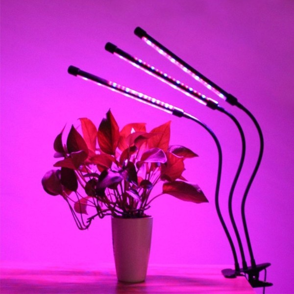 3-huvud Grow Light 60 LED-glödlampor växtodling Auto PÅ/AV Grön