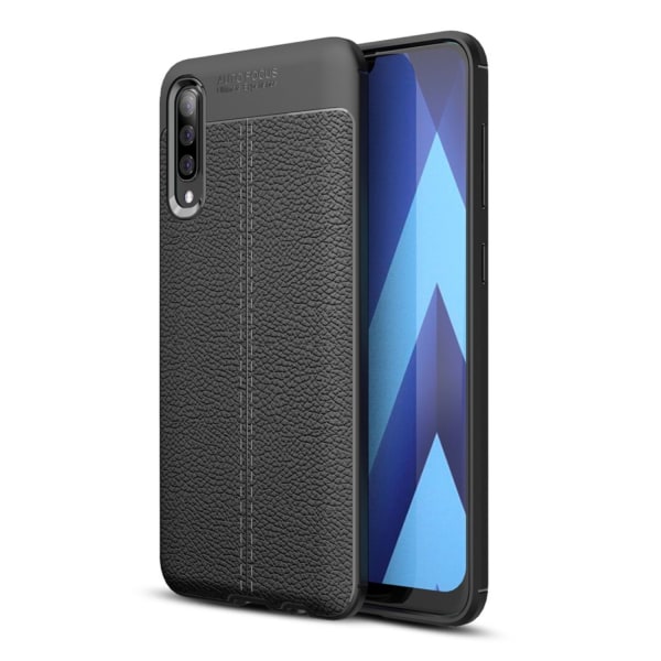 Till Samsung Galaxy A70 TPU-skal Litchi Grain Svart