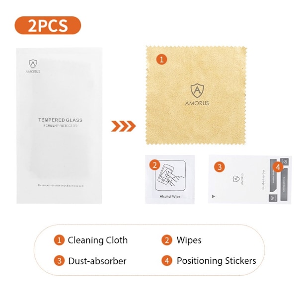 AMORUS for OnePlus 13R Skjermbeskytter i herdet glass 2-pakk Transparent
