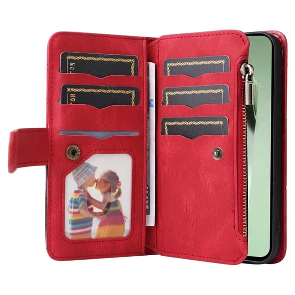 KT Multifunksjons Serie-5 Telefonveske for Samsung Galaxy S24 FE Red