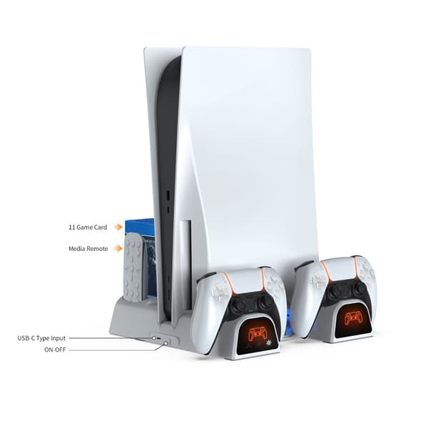 Til Sony PS5 Slim PS5 Pro Kølestander Ladestation Opbevaringsstander Grey