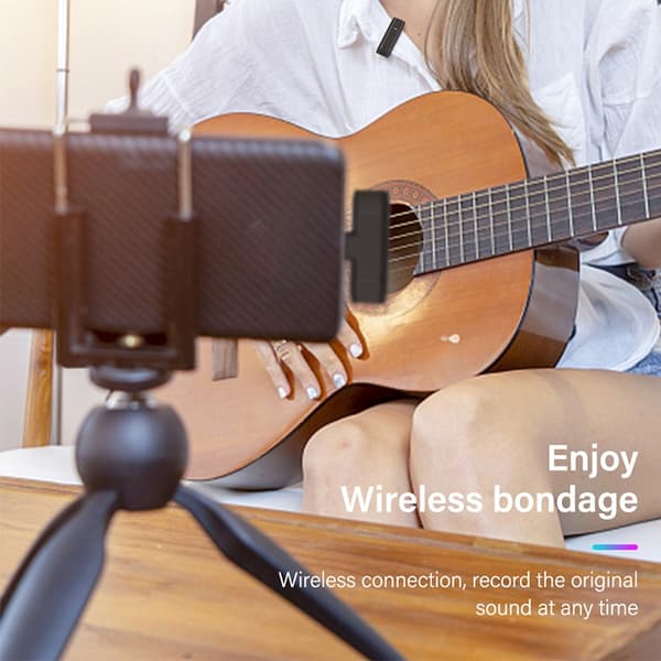 Trådløs mikrofon-lavalier til streaming af vlogging og live-udsendelser - USB-C Black