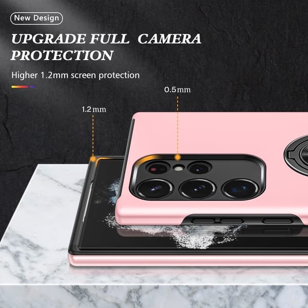 Til Samsung Galaxy S25 Ultra Hybrid Deksel Med Fingerring Pink