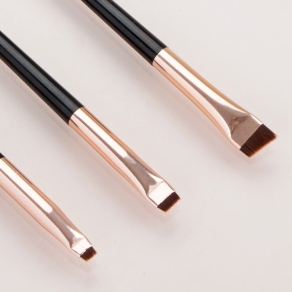 3pcs Makeup Brushes Eyeshadow Eyeliner Eyebrow Makeup - Black+Gold Black