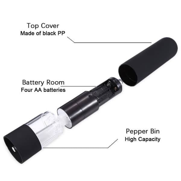 Automatisk Salt- og Pepperkvern Elektrisk Urte Pepper Krydder Black