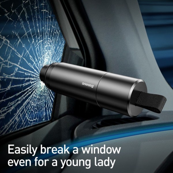 BASEUS sikkerhedshammer med brudt vindue+skåret sikkerhedsselefu Grey