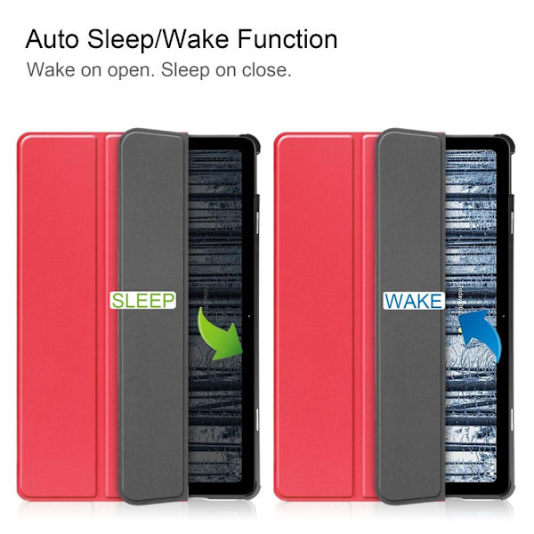 Nokia T21 Tri-fold Stand Wake/Sleep Cover Tablet-kotelo - Punainen Red