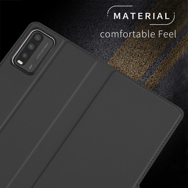 Xiaomi Redmi 9T PU læder automatisk absorberet telefonhus - sort Black
