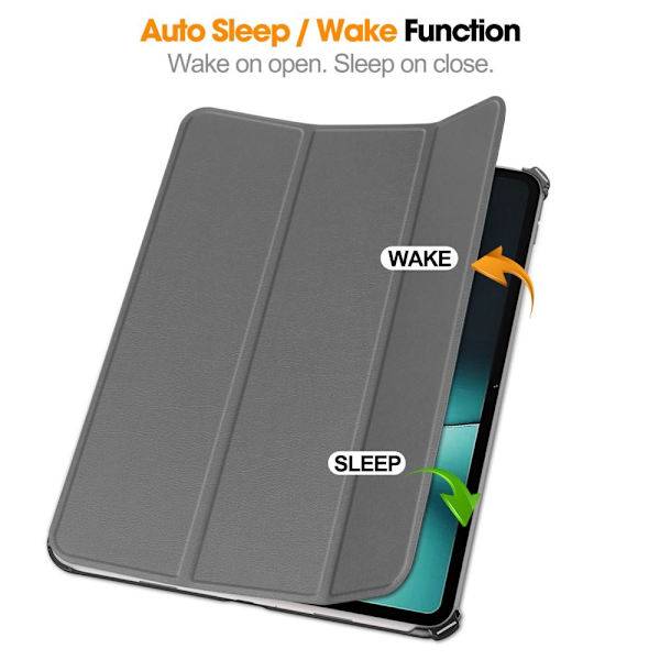 Til OnePlus Pad Tri-fold Stand Wake/Sleep Cover Tablet-etui - Grå Grey