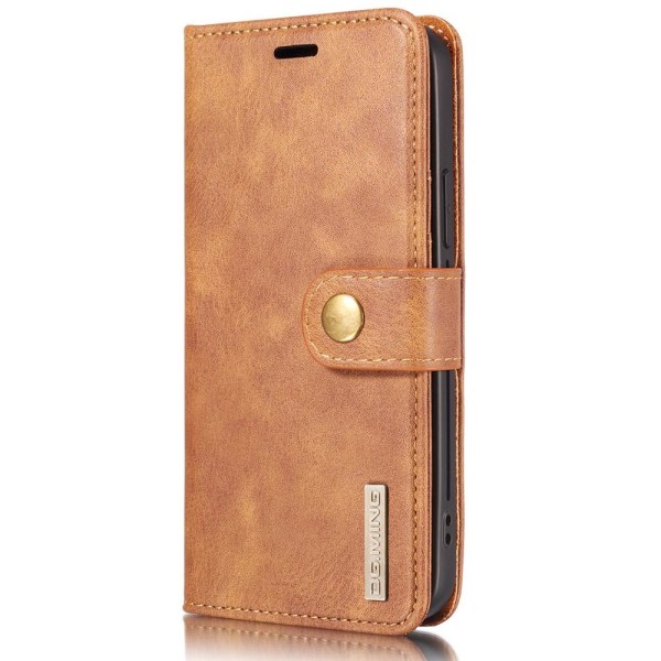 DG.MING For iPhone 13 Pro Stylish Wallet Case - Brown Brown